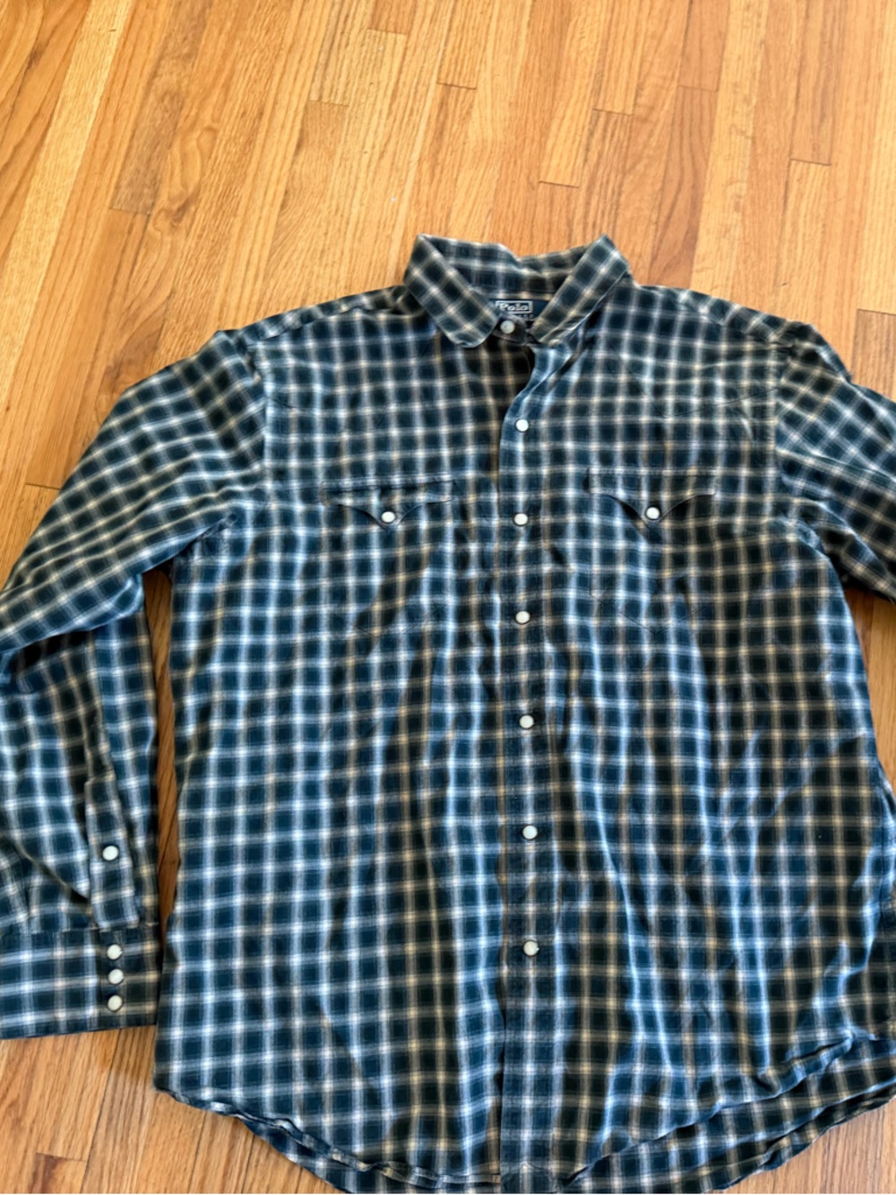 Vintage Polo Ralph Lauren Green Pearl Snap Classic Western Shirt XL Plaid